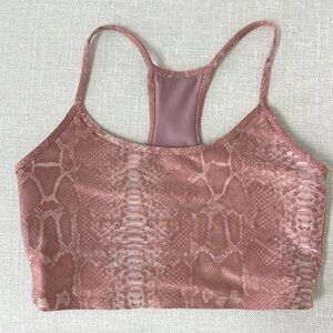 Koral Pink Snakeskin Pattern Sports Bra